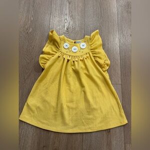 Mayoral Girls Kids Yellow Embroidered Dress with Ruffle Sleeves size 5 EUC